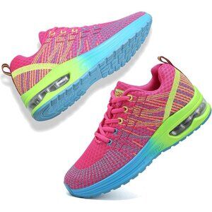 Brand New Women Pink Blue Rubber Running Shoes Air Cushion Mesh Sneakers 8.5